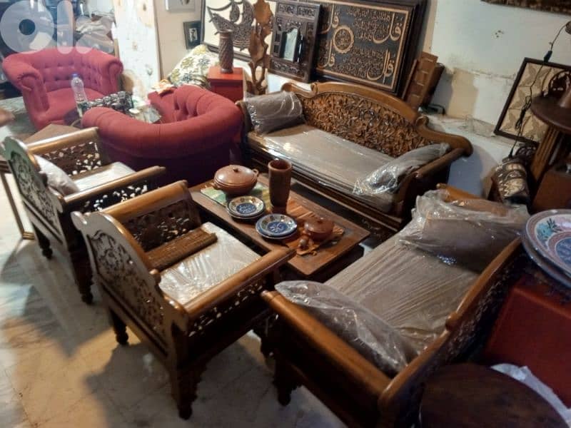Hand carved teak wood living room set 0