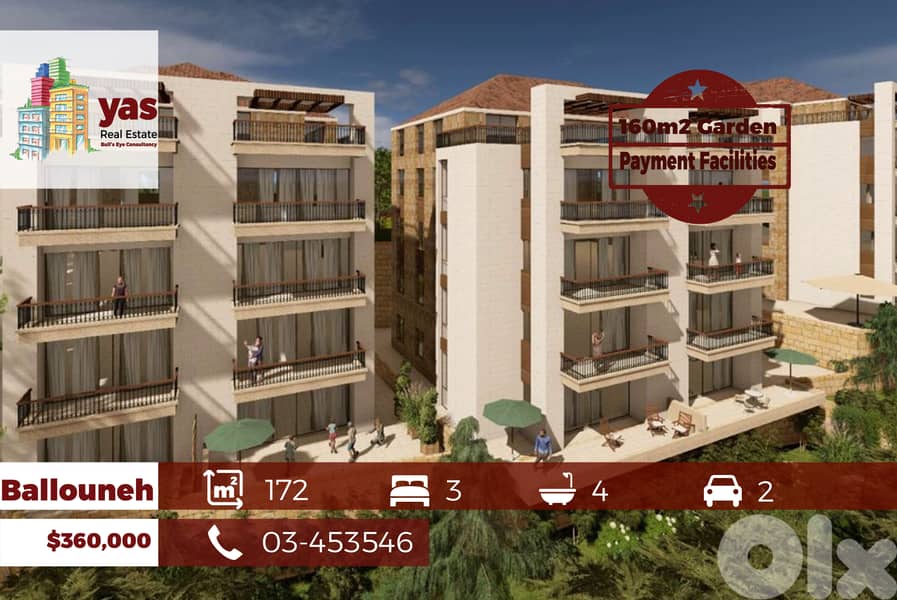 Ballouneh 172m2 | 160m2 Garden | Payment Facilities | Classy Area | GA 0
