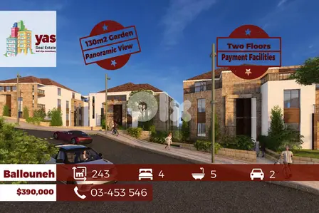 Ballouneh 243m2 | 130m2 Garden | Duplex | Payment Facilities | GA