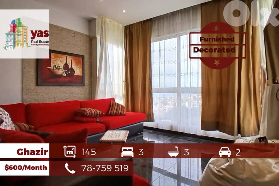 Ghazir 145m2 | Furnished | Rent | Prime Location | Calm Area | IV 0