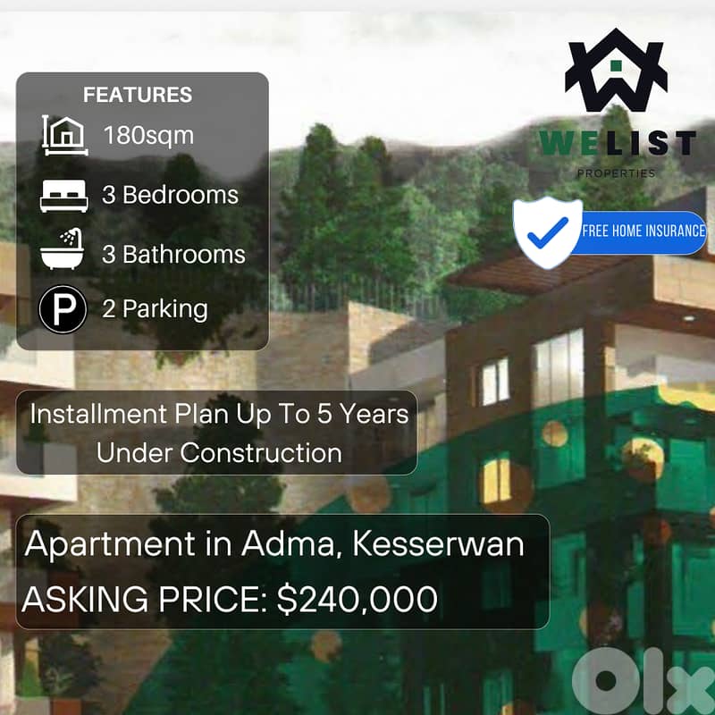 Super Deluxe Under Construction Apartment for sale in  Adma 180 SQM 0