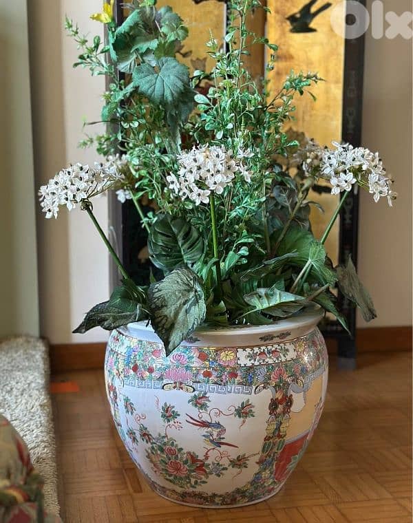 chinese  bowl Planter vintage oriental porcelain 0