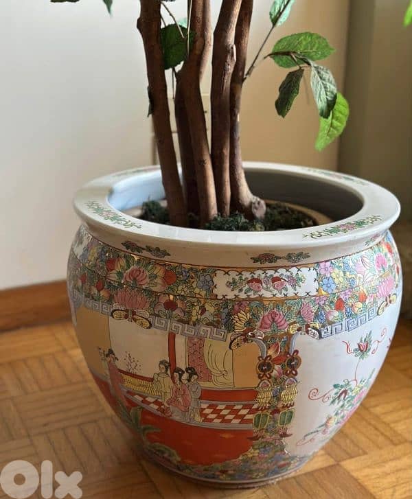 cache pot plants chinese  bowl vintage handmade 0