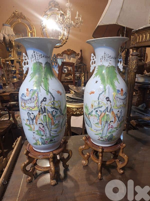 two pieces of vase porcelain Chinese's vintage handmade 0
