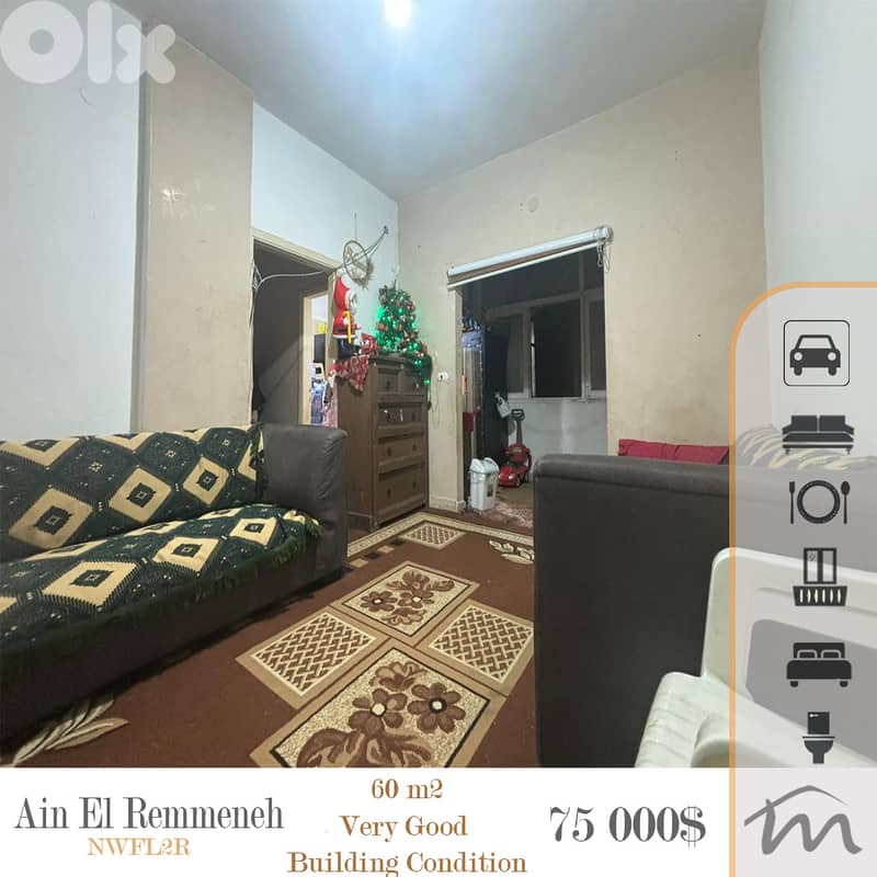 Ain El Remmeneh | 1 Bedroom Apart | Elevator | 3rd Floor | Prime Area 0