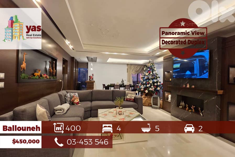 Ballouneh 400m2 | Duplex | Panoramic View | Private Street | TO 0