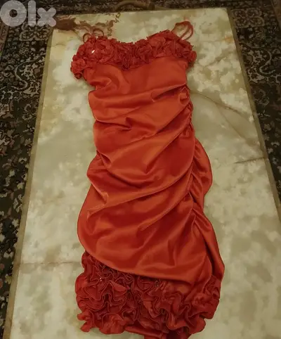 orange satin dress