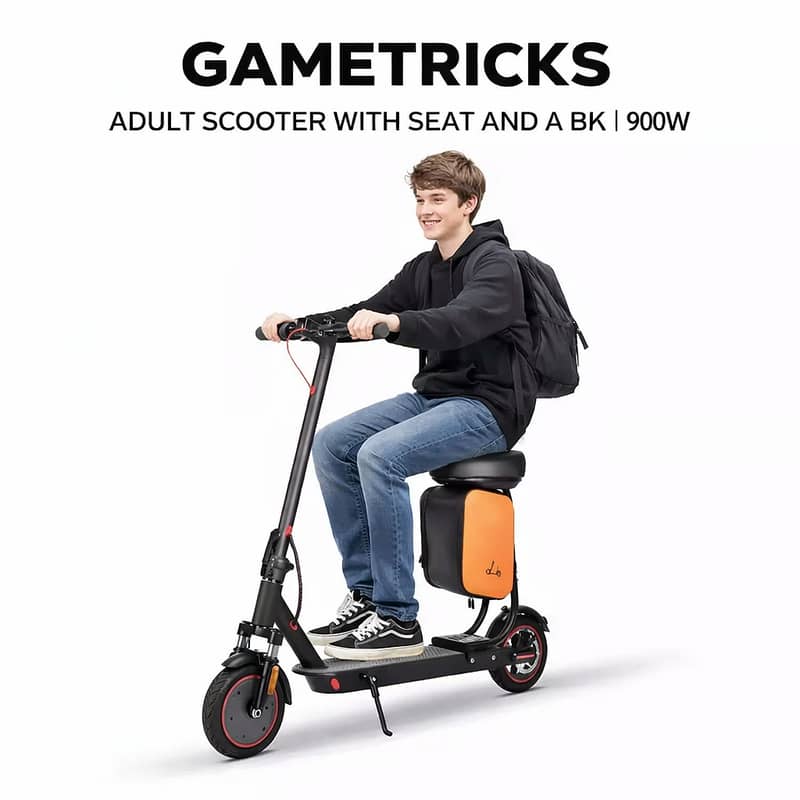 Adult pro e-scooter 900W 40KM with seat & bag with smart brake sensors 0