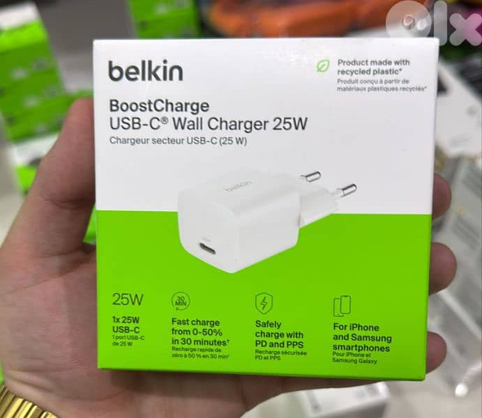 Belkin Boostcharge usb-c wall charger 25w 2pin white 0