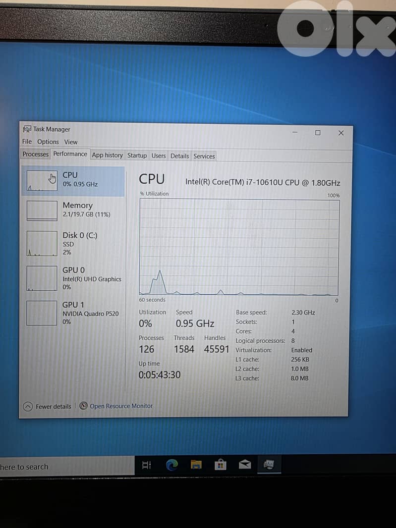 LENOVO THINKPAD P15S WORKSTATION CPU I7 RAM 20 GB VGA QUADRO 6