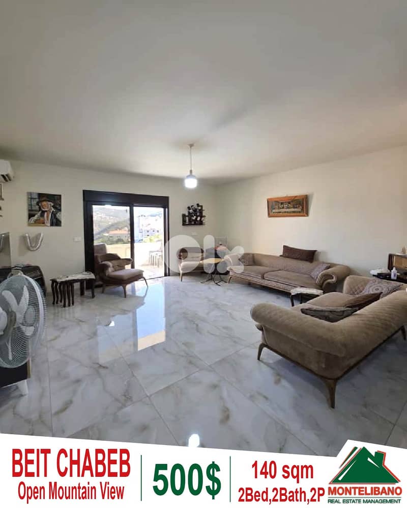 Fully Furnished 140 sqm Apartment For Rent in Beit Chabeb + Open View 0