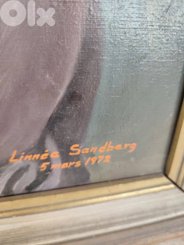 jesus is born,1972 oil on canvas painting,Linnéa Sandberg 3