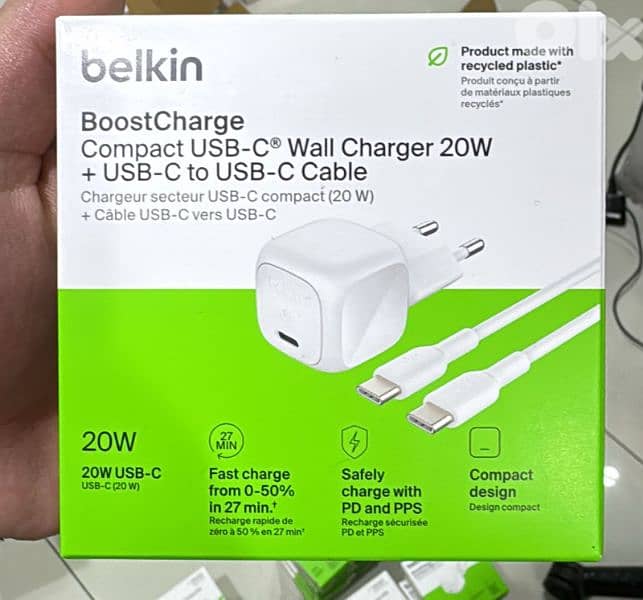 Belkin Boostcharge compact usb-c wall charger 20w 2pin 0
