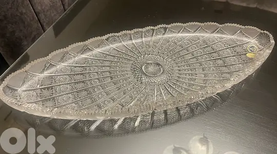 صحن كرستال بوهيمي كبير الحجم نقش ناعم درجه اولى عدد (1) 20cm * 54cm