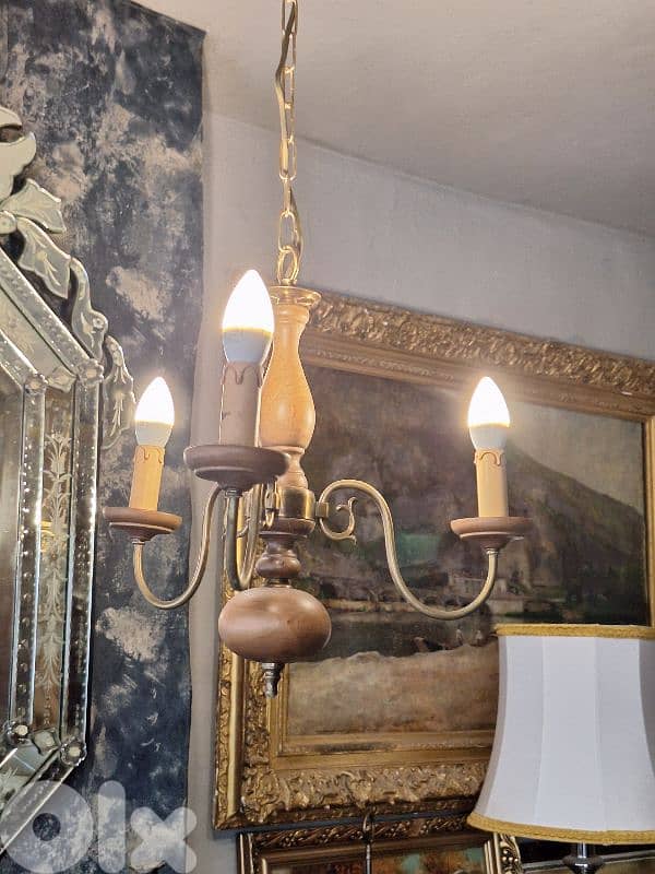 flemish wood and bronze chandelier 0