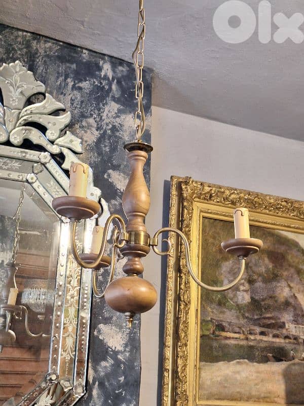 flemish wood and bronze chandelier 5