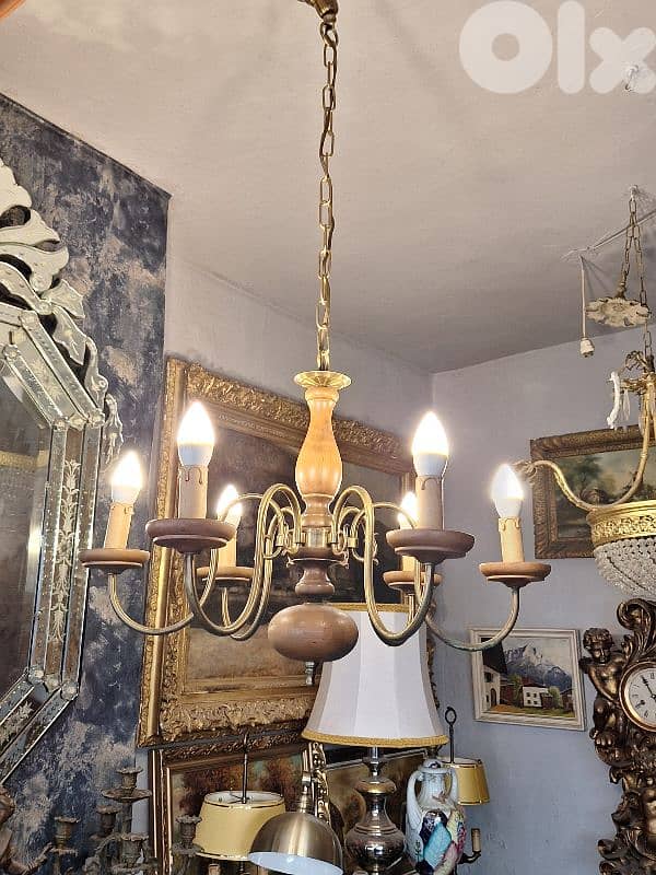 antique flemish 6 lamps chandelier 0