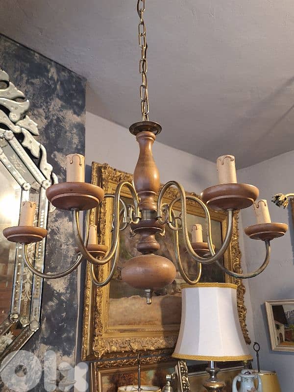 antique flemish 6 lamps chandelier 4