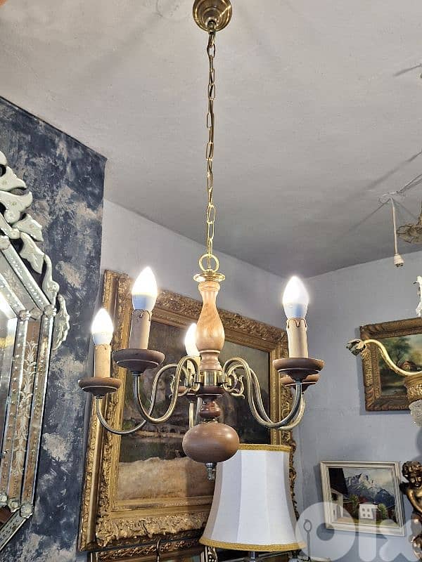 antique flemish 5 lamps chandelier 0