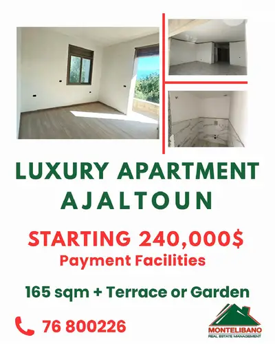 Brand New 165 sqm Luxury Apartment For Sale in Ajaltoun+Installment