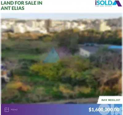 910m2 land+mountain/sea view 4sale in Ant Elias - أرض للبيع في أنطلياس