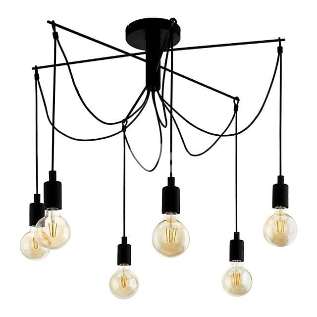 EGLO Musara Pendant Light – Industrial Black Steel 6-Bulb Dining Lamp 0