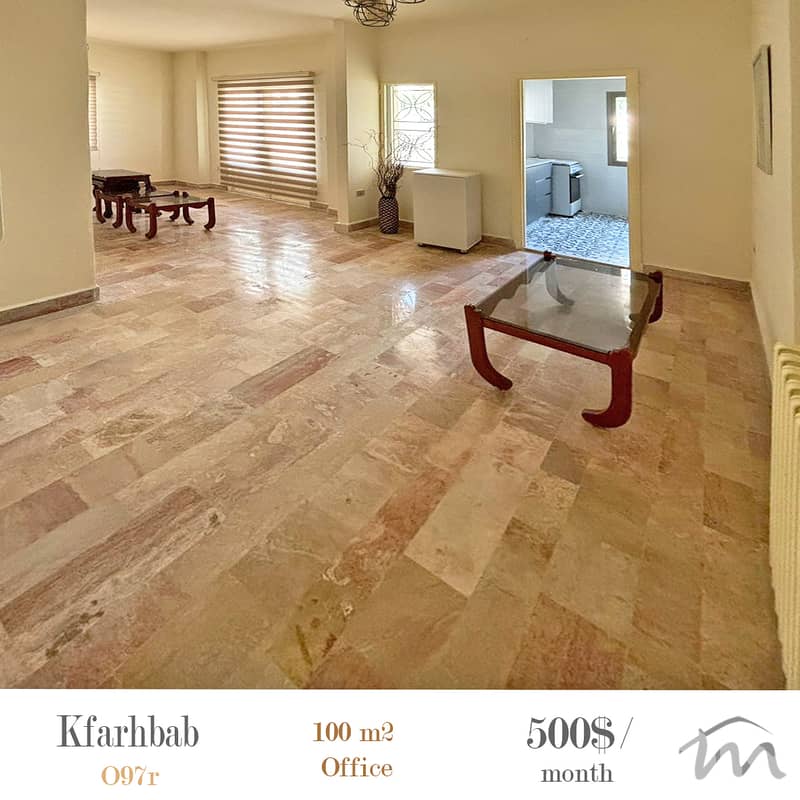 Kfarehbab | Decorated 100m² Office | 2 Balconies | 3 Rooms | Parkings 0