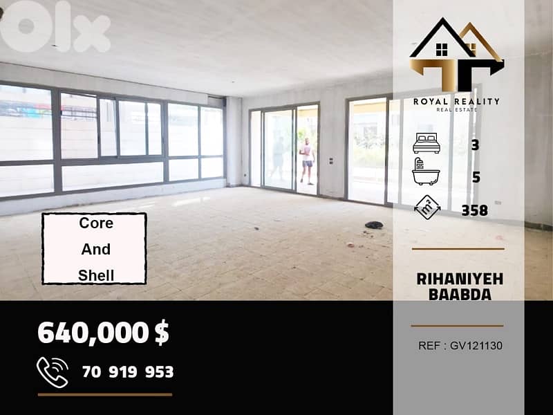 core and shell apartment for sale in rihaniyeh baabda 0