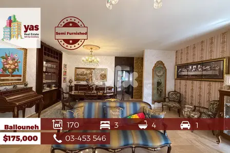 Ballouneh 170m2 | Super Upgraded | Prime Location | Semi Furnished |BA