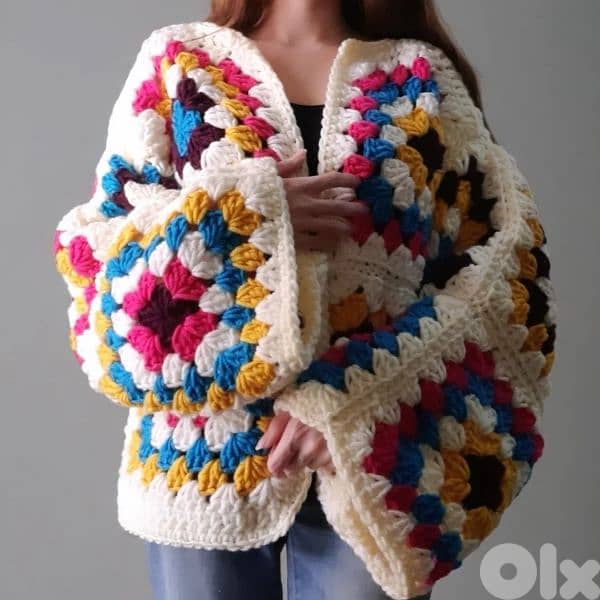handmade crochet granny square cardigan 0