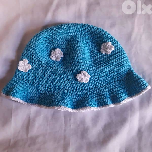 handmade crochet cloud bucket hat 0
