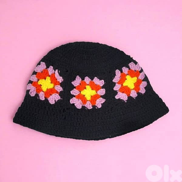 handmade crochet granny square bucket hat 0