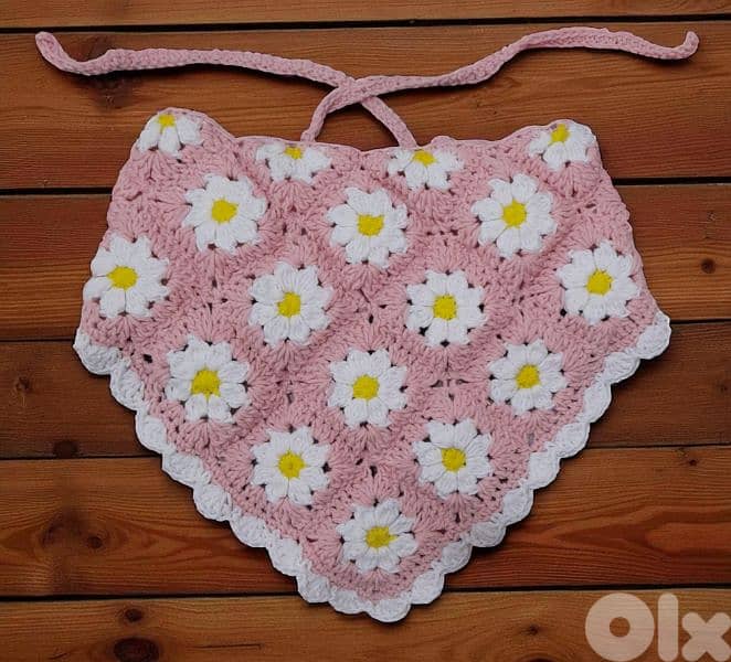 handmade crochet flower bandana 0
