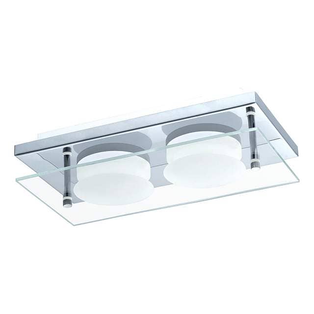 EGLO Abiola 2‑LED Ceiling Light – Compact Chrome & Glass, 900 lm Warm 0