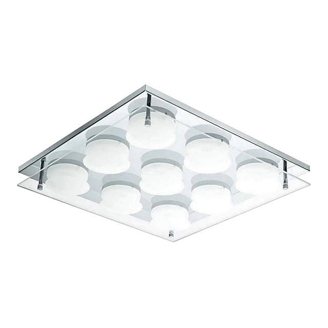 EGLO Abiola 9‑LED Ceiling Light – Square Chrome Design, Even Warm Glow 0