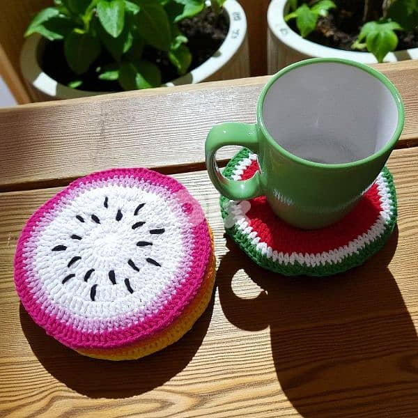 handmade crochet fruit coasters 0