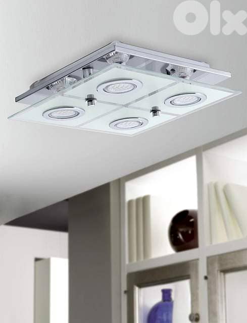 EGLO Cabo Ceiling Light – Stainless Steel, Heavy Glass, 4xGU10 Bulbs 0