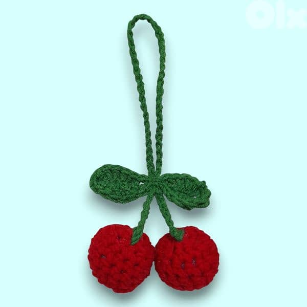 handmade crochet cherry keychain/bag accessory 0