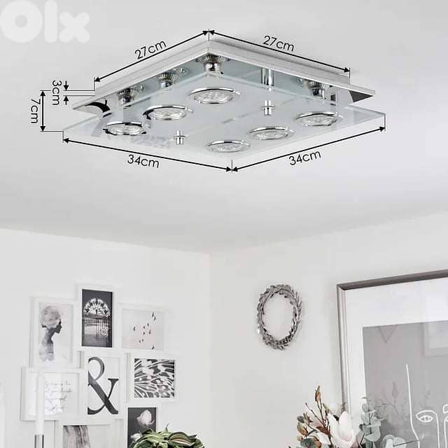 EGLO Cabo 6‑Light Ceiling Fixture – Heavy Glass, Metal Build, GU10 LED 6