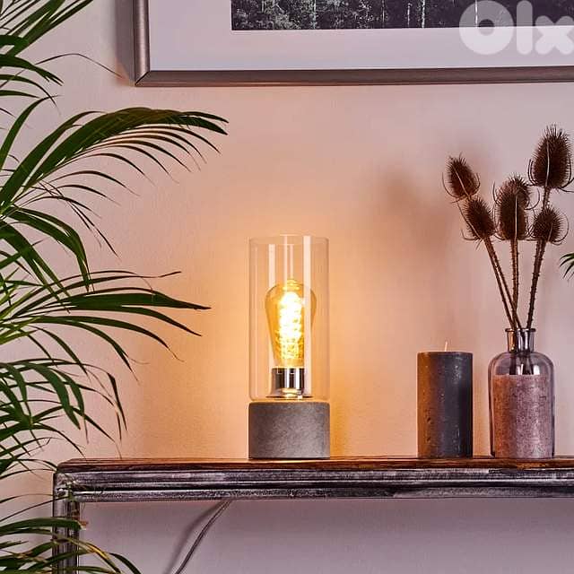 EGLO Torvisco Industrial Cylinder Lamp – Grey Concrete Look & Glass 0