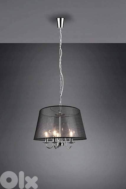 RL Cima Pendant Light: Black Organza Shade with Chrome Core, 5xE14 0
