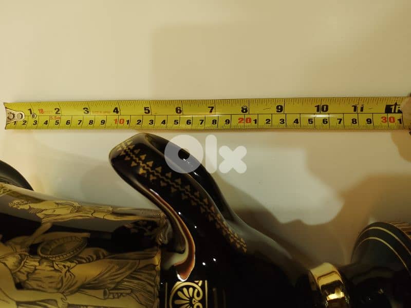 Black & 24 k Gold Porcelain Vase 28 cm Handmade in Greece 80s 9