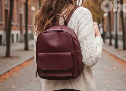 BURGUNDY leather backpack