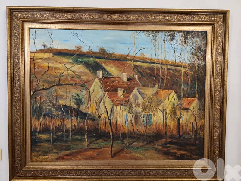 oil on canvas,pissarro,huge painting,100x130cm,with wood frame 3