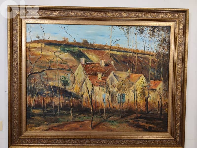 oil on canvas,pissarro,huge painting,100x130cm,with wood frame 5