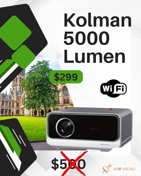Kolman LED Projector 5000-Lumens Smart-WiFi 0