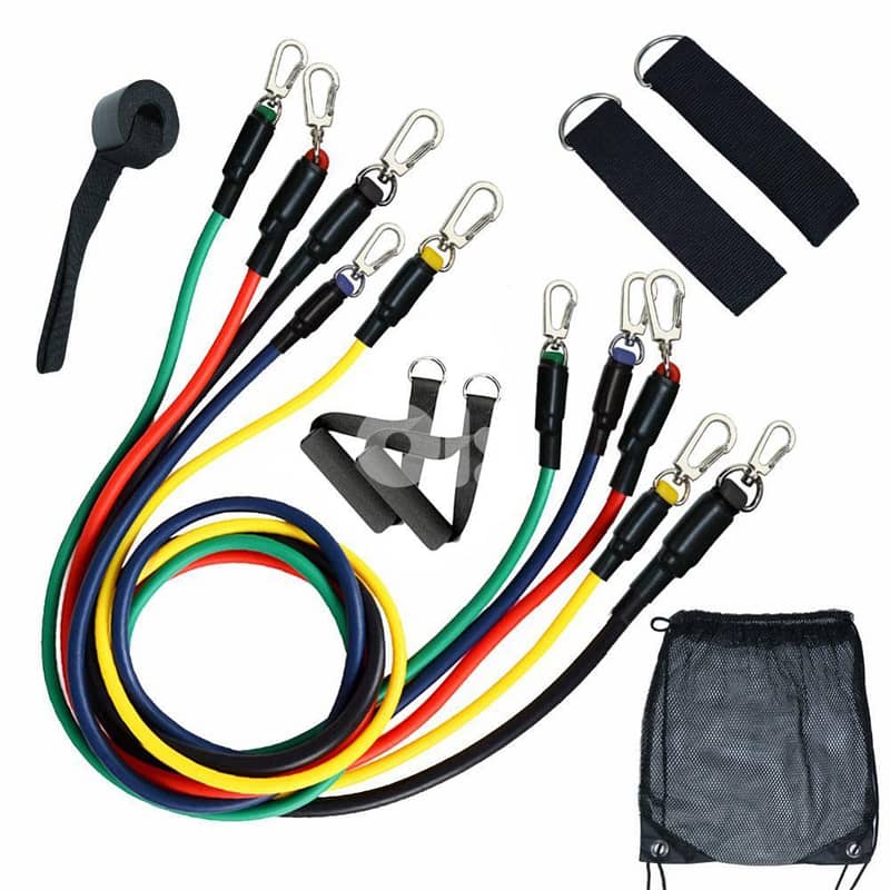 5-Piece Fitness Resistance Bands & Strap Set, 5-Level Ropes, Carry Bag 0