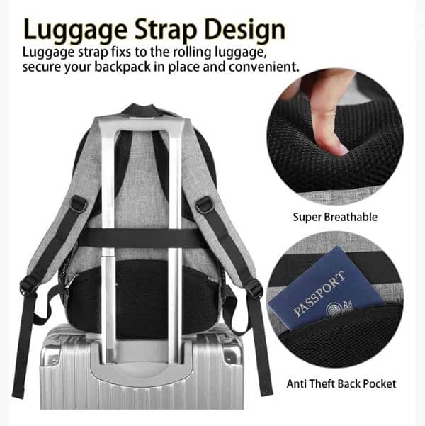 15.6" Laptop Waterproof Backpack With USB Charging Port 1
