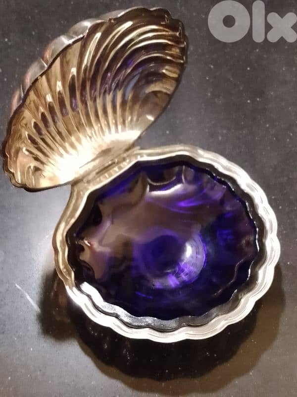 Eberle Brazil Antique Silver Plated Shell Shape Butter or Caviar Dish 0