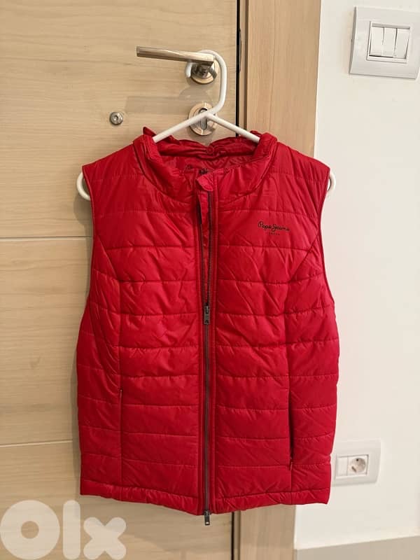 pepe jeans red gilet from paris, new size m 0